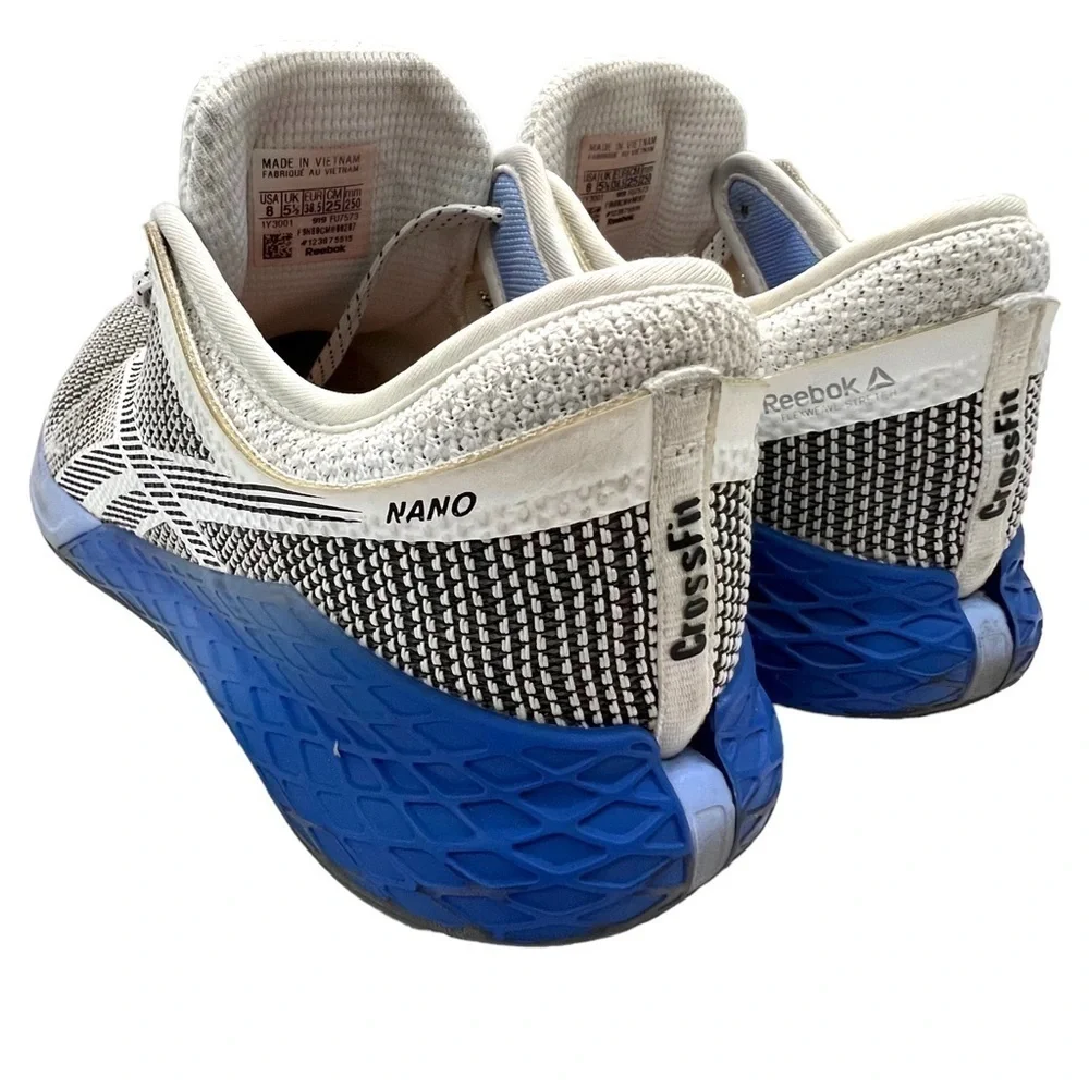 Reebok Nano 8 White Black Blue Womens Size 8 Cross Trainer Sneakers